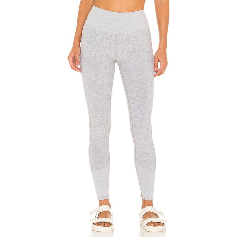 Alo Yoga Highwaist Alosoft Leggings Grey Heather Ribbed Cuff Activewear Women